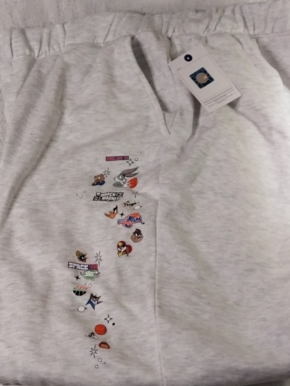Champion Light Gray Heather Lounge Sweatpants with Space Jam Detail